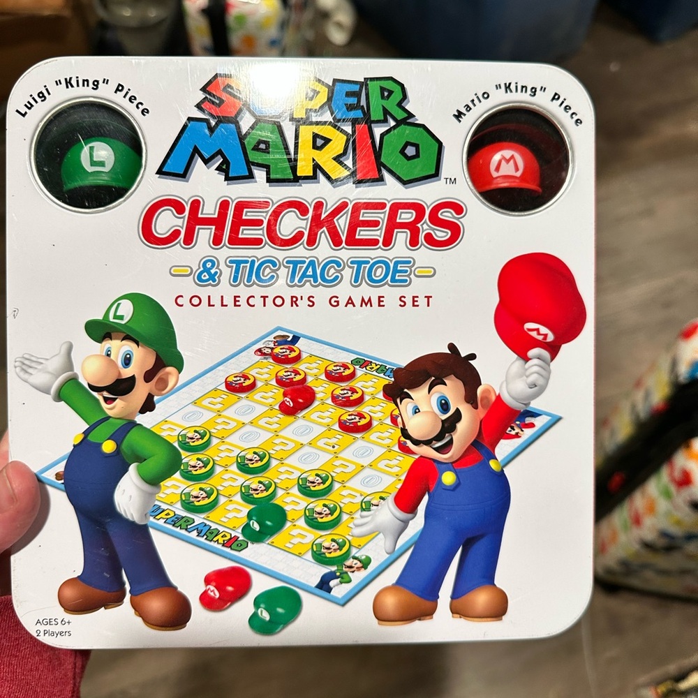 Super Mario Checkers & Tic Tac Toe Game Set - Red and Green